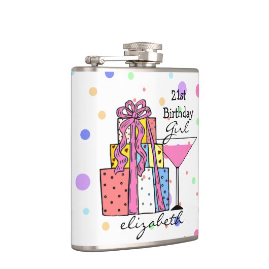 21. Geburtstags-Mädchen Flachmann (Rechts)