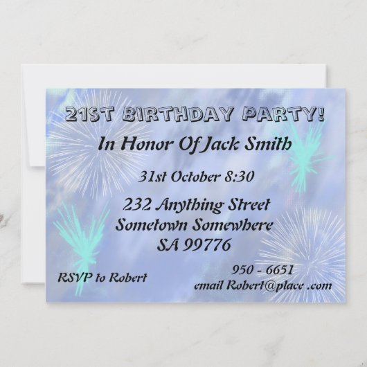 21. Geburtstags-Party Einladung (Rückseite)