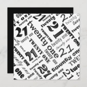 21. Geburtstags-Party Einladung (Vorne/Hinten)