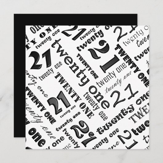 21. Geburtstags-Party Einladung (Vorne/Hinten)