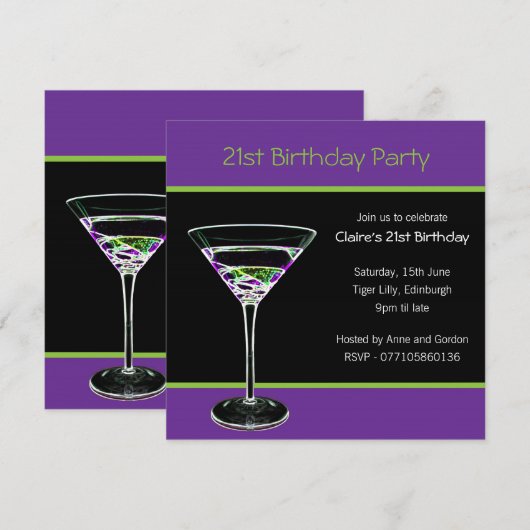 21. Geburtstags-Party Einladung (Vorne/Hinten)