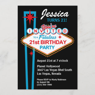21. Geburtstags-Party Einladung Las Vegas