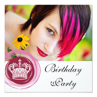 Geburtstags-Party Einladungs-rosa Krone Quadratische 13,3 Cm Einladungskarte
