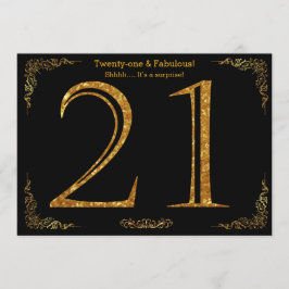 21. Geburtstags-Party, Gatsby-Styl, schwarzer Gold Einladung