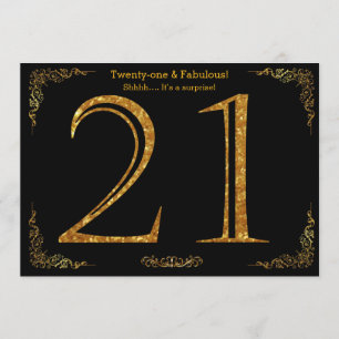 21. Geburtstags-Party, Gatsby-Styl, schwarzer Gold Einladung