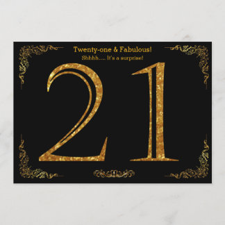 21. Geburtstags-Party, Gatsby-Styl, schwarzer Gold Einladung