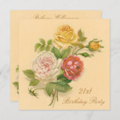 21. Geburtstags-Partychic-Vintage Rosen Einladung (Vorne/Hinten)