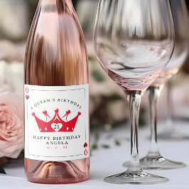 21. Geburtstags Queen of Hearts Casino Poker Card Schaumweinetikett