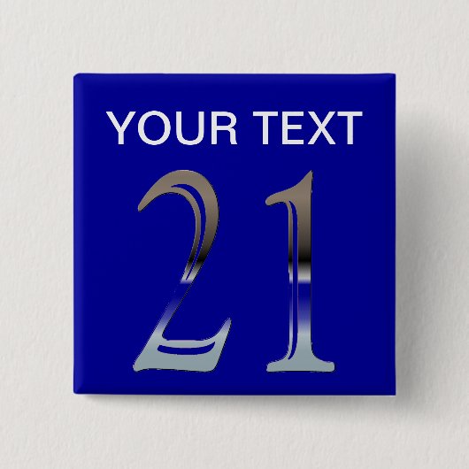 21. Geburtstags-silberne Zahl 21 Button (Vorderseite)