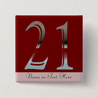 21. Geburtstags-silberne Zahl 21 Button