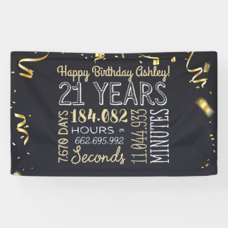 21. Geburtstagsbanner - 21 Jahre in Stunden & Seku Banner
