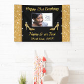 21. Geburtstagsbanner Personalisiert, Schwarz und Banner (InSitu)