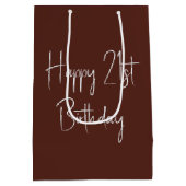 21. Geburtstagsbeer auf Smartphone Mittlere Geschenktüte (Rückseite)