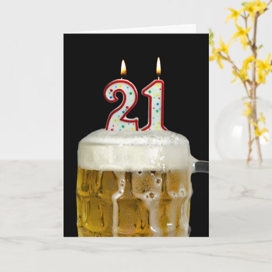 21. Geburtstagsbier Karte (Gelbe Blume)