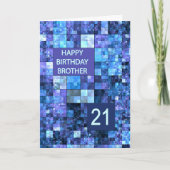 21. Geburtstagsbruder, Blaue Quadrate, Karte (Vorderseite)