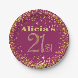 21. Geburtstagsdekorationen Party Moderne Rose Gol Pappteller