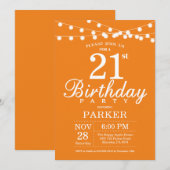 21. Geburtstagseinladung Orange Einladung (Vorne/Hinten)