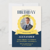 21. Geburtstagseinladungen Männer Abzeichen Foto Einladung (Vorderseite)