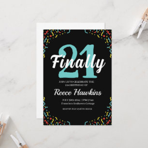 21. Geburtstagseinladungen modern schwarz-weiß Einladung