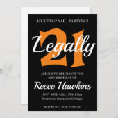 21. Geburtstagseinladungen modern schwarz-weiß Einladung (Vorne/Hinten)