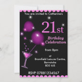 21. Geburtstagsfeier - Cocktail-Party Einladung (Vorderseite)