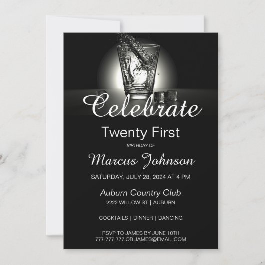 21. Geburtstagsfeier Einladung (Vorderseite)