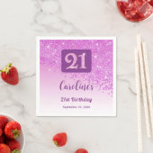 21. Geburtstagsfeier Funkelndes Rosa Glitter Serviette (Beispiel)