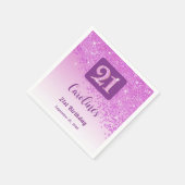 21. Geburtstagsfeier Funkelndes Rosa Glitter Serviette (Ecke)