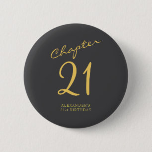 21. Geburtstagsfeier Gold Schrift Blau Button
