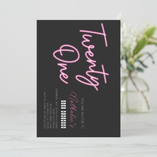 21. Geburtstagsfeier Party Einladung (Stehend Vorderseite)