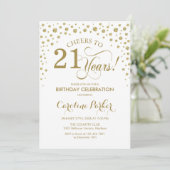 21. Geburtstagsfeier Party Einladung - Gold White (Stehend Vorderseite)