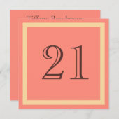 21. Geburtstagsfeier Party Einladung - Lachskorall (Vorne/Hinten)