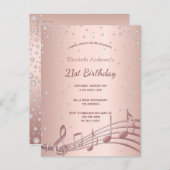 21. Geburtstagsfeier - Rose Diamanten - Einladung Postkarte (Vorne/Hinten)