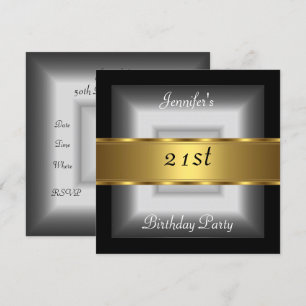 21. Geburtstagsfeier Silber Gold Einladung