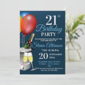 21. Geburtstagsfeier Sparkling Party Einladung (Stehend Vorderseite)