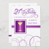 21. Geburtstagsfeiern - mit Monogramm Einladung (Vorne/Hinten)