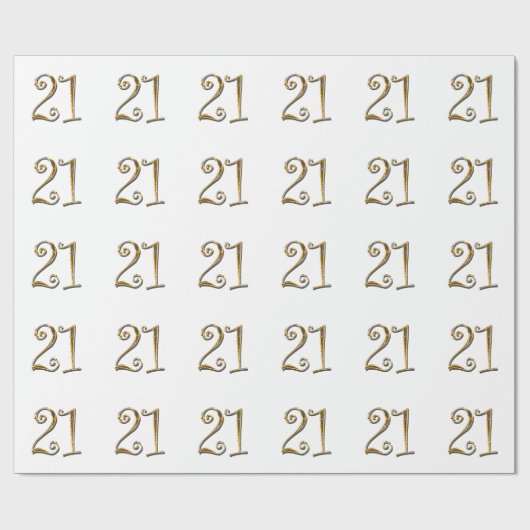 21. Geburtstagsgoldweißes elegantes Geschenkpapier (Flach)