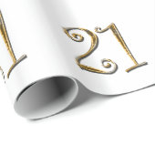 21. Geburtstagsgoldweißes elegantes Geschenkpapier (Rolleneckpunkt)