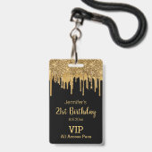 21 Geburtstagsgratis Glitzer VIP Pass Ausweis (Front with Lanyard)