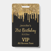 21 Geburtstagsgratis Glitzer VIP Pass Ausweis (Back)