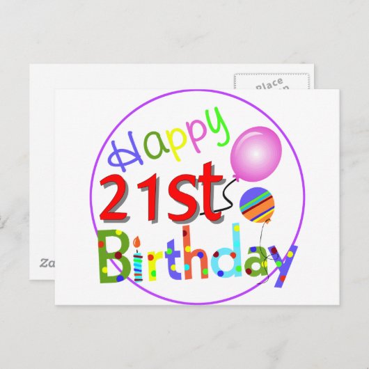 21. Geburtstagsgrüße Postkarte (Vorne/Hinten)