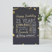 21. Geburtstagskarte - 21 Jahre Phantastisch Dankeskarte (Stehend Vorderseite)