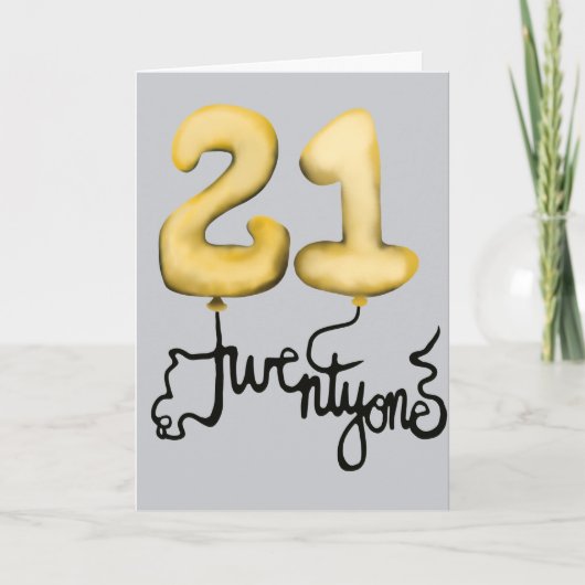 21. Geburtstagskarte Balloon Karte (Vorderseite)