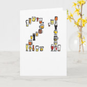 21. Geburtstagskarte, Bier Karte (Gelbe Blume)