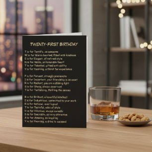 21. Geburtstagskarte für akrostisches Gedicht Karte