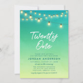 21. Geburtstagsleuchten Wasserfarbenglas Einladung (Vorderseite)