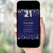 21. Geburtstagsnacht blaue Silberstars Einladung