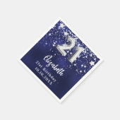 21. Geburtstagsnacht blaue Silberstars Serviette (Ecke)