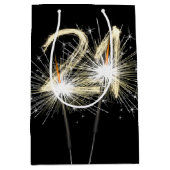 21. Geburtstagsparkler auf Black Mittlere Geschenktüte (Vorderseite)