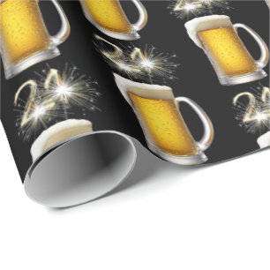 21. Geburtstagsparkler in Bier Geschenkpapier